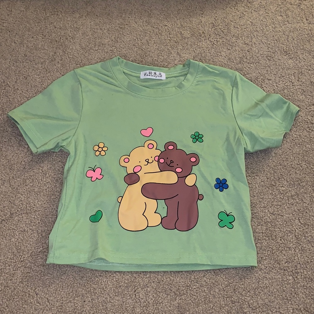 Green fitted/cropped graphic top